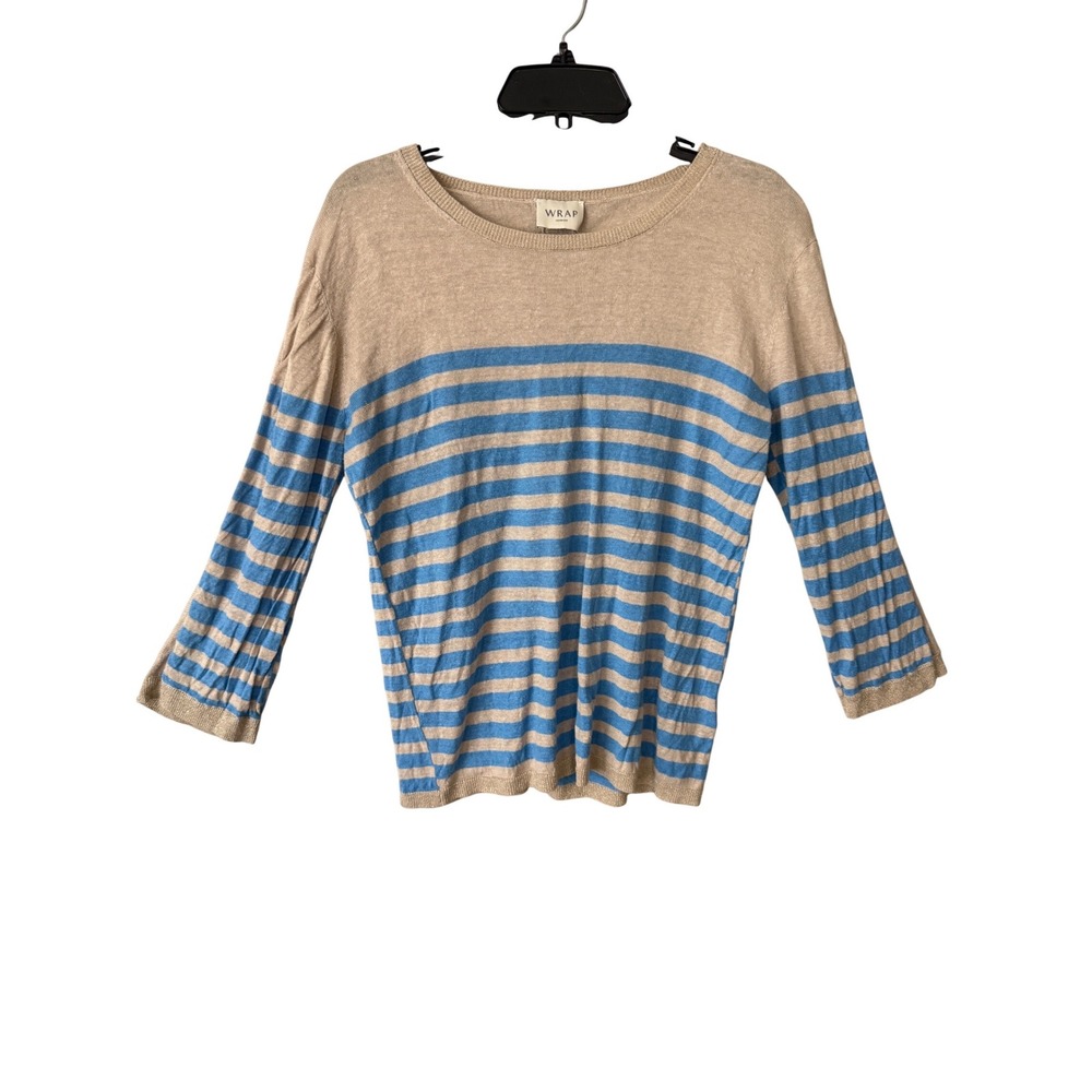 Wrap London Linen blend Striped Sweater Top Size 8